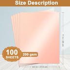 Silunkia 100 Sheets Pink Shimmer Cardstock 8.5 x 11 Crafts Paper, 200gsm/75lb Glossy Paper Card Stock for DIY Cards Making, Valentine's Day Cards, Wedding Invitations, Menus