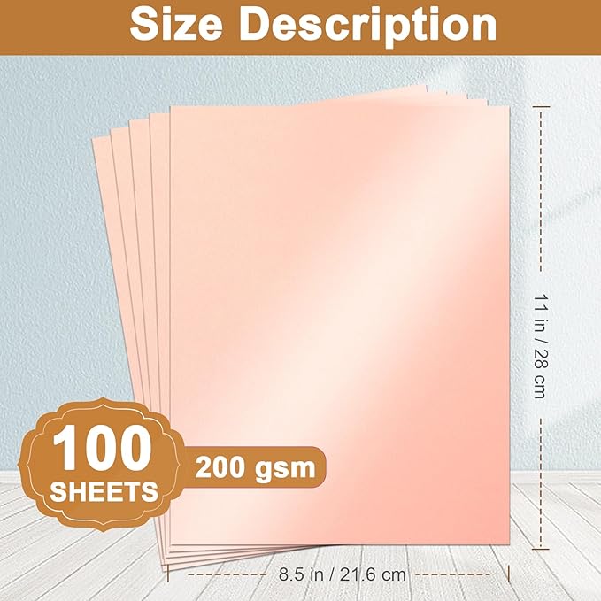 Silunkia 100 Sheets Pink Shimmer Cardstock 8.5 x 11 Crafts Paper, 200gsm/75lb Glossy Paper Card Stock for DIY Cards Making, Valentine's Day Cards, Wedding Invitations, Menus