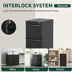 Yukimo 2 Drawer File Cabinet with Lock, Vertical File Cabinet with Lock, Locking File Cabinet Hanging Files for A4/ Legal/Letter, Require Assembly, White
