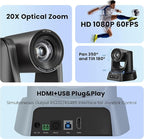 TONGVEO HDMI 20X Optical Zoom PTZ Conference Room Camera System, 1080P 60fps USB3.0 Computer Camera with Microphone & Bluetooth Speakerphone, Easy Setup for Church & Meetings
