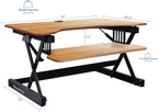 Rocelco 32" Height Adjustable Standing Desk Converter - Sit Stand Computer Workstation Riser - Dual Monitor Retractable Keyboard Tray Gas Spring Assist - Teak Wood Grain (R EADRT)