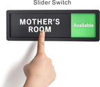 Mother's Room Sign – Privacy In Use / Available Slide Switch Sign, Premium Durable Acrylic Material, Super Strong Self-Adhesive, Quick Installation, Suitable For Your Home And Business ( 9×3 Inches, Black)