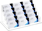 Vevitts Acrylic Business Card Holder for Desk Multiple Business Card Holders Business Card Organizer Business Card Display Rack Clear Plastic Business Card Stand for Home Office (15 Slots)