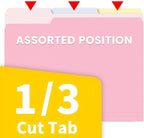 SUNEE File Folders, 100 Pack Manila File Folders 1/3 Cut Letter Size, Colored Folders,Office Organization,Folders for School,Files Paper Home and Classroom,5 Bright Color