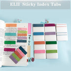ELII 500 PCS Book Tabs 2 Inch Sticky Index Tabs, Colored Page Markers Repositionable Tags Reading Tabs Self Adhesive Tape Flags for Books, Binders, Notebook and File Folders