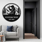 Custom Bear Metal Sign, Custom Bear Metal Wall Art Decor, Personalized Last Name Signs for Home, Rustic Farmhouse Black Wall Decor for Cabin, Bedroom, Living Room, Porch
