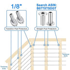 [Patent Design] CKE 20 Pack 45 Degree Angle Beveled Protector Sleeves, Wood Post Protector for 1/8" Cable Railing, T316 Marine Grade Stainless Steel Cable Railing Hardware with a Free Drill Bit