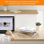 2 Pack- Stackable Paper Letter Tray,Clear Acrylic Magazine Holder and File Organizer - Sleek Desk Organizer for Home Office, Bookshelf, or Workspace - Space-Saving Transparent Document Holder
