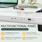 Furmax Glass Standing Desk with Drawers, Electric Adjustable Home Office Sit Stand Desk with One-Piece Desktop & USB Charging Port for Computer Desks