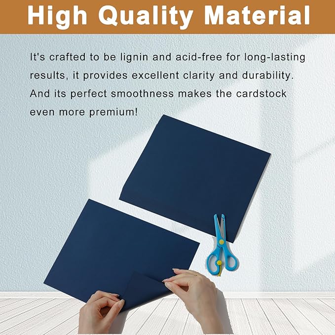 Silunkia 100 Sheets Navy Blue Cardstock 8.5 x 11 Scrapbooking Paper, 200gsm/75lb Dark Blue Card Stock Certificate Paper for Cards Making, Greeting Cards, Wedding Invitations, Menus