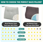 TANYOO Back Support Pillow for Recliner Soft Dual Layer Lumbar Support Pillow with Shredded Memory Foam Ergonomic Orthopedic Couch Lumbar Cushions for Elderly Lower Back Pain Relief Light Grey