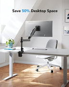 HUANUO Single Monitor Arm, Adjustable Desk Mount for 13-34 inch Screens, Holds 19.8lb, 22.44 inch Max Height, Full Motion Swivel Gaming Monitor Stand with VESA 75x75mm and 100x100mm Compatibility
