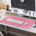 Boutilon Leather Desk Pad Protector,Non-Slip Mouse Pad,Laptop Desk Pad,Office Mouse Mat,Waterproof Leather Desk Blotter,Desk Writing Pad for Office and Home (XL-Rose Pink,35.4"x 15.7")