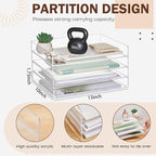 Harloon 4 Tier Acrylic Paper Tray 13 x 10 x 1.7 Inches Stackable Letter Clear Organizer No Need to Assemble Acrylic Paper File Organizer for Office Workspace Desktop Storage (Transparent)