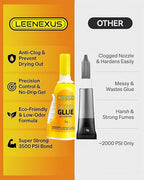 LEENEXUS Super Glue Gel Precision Control, 5ML【Dual Molecular Interlock】 Clear Super Strong CA Glue for Shoe Plastic Ceramic Metal Glass Etc, No-Run Cyanoacrylate Adhesive Instant Glue, Quick Dry