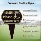 2 Pack Clean Up after Your Dog Signs Pick Up After Your dog sign 13.6"x9.6" with Integrated stake Double Side Printed- Be Respectful, No Dog Poop and Pee Stop Dogs from Pooping/Peeing On Your Lawn/Garden