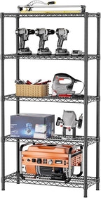 SINGAYE 5 Shelf Adjustable Heavy Duty Storage Shelving Unit 350 lbs per Shelf Steel Organizer Wire Rack Storage for Garage Office Pantry Ktichen Black 14" Dx36 Wx72 H