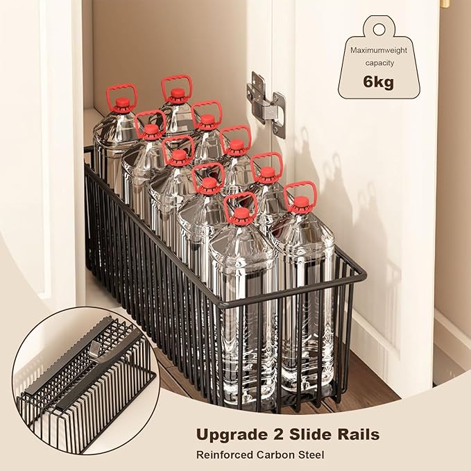 TrailBlaze Heavy Duty Pull Out Wire Storage Baskets for Kitchen Cabinets – Carbon Steel Slide-Out Drawers – Undershelf Pantry & Bathroom Organizer – Easy Install