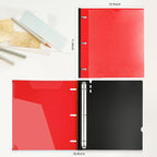 MAKHISTORY Telescoping 3 Ring Binder-4PCS, Flexible Binder with Customized Front Cover+Clear Catalog Pocket+3 Round Rings, Flat Writing Binder, 4 Bright Colors