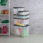 Sterilite 24-Pack Modular Stacker Box, Durable Clear Plastic Storage Bins with Latching Lids, 40 Quart - Stackable Organizing Container Boxes for Closet, Bathroom, and Office