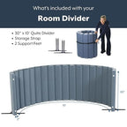 Angeles 30" x 10' Quiet Divider With Sound Dampening Panels, Freestanding Room Divider Wall, Gray
