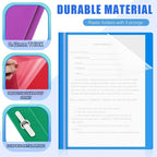 Teling 48 Pcs Clear Front Report Covers with Prongs Plastic Presentation Folders 3 Prong Resume Portfolio Folder for School(Multicolor)