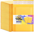 Ctarsthome 105Pack Yellow 3.5x5in Kraft Bubble Mailers Small Business Mailing Packages Self-Sealing Paper Envelopes, Mailer Shipping Padded Envelopes with Strong Adhesion for Jewelry Makeup Supplies