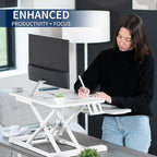 VIVO 26 inch Desk Converter, K Series, Height Adjustable Sit to Stand Riser, Dual Monitor and Laptop Workstation with Keyboard Tray, White, DESK-V026KW