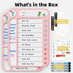 2-Pack Magnetic Chore Chart for Kids, ADHD Task Tracker Easy-Check Routine Dry Erase Board, to-Do List Planning Tool with Stand for Fridge/Desk/Home/School, 6 Reusable Sheets, 4 Markers Pink