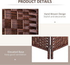 HOMCOM Room Divider, 4 Panel Folding Privacy Screen, 6FT Tall Portable Wicker Weave Partition Wall Divider for Bedroom, Home Office, Brown