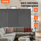 VEVOR Room Dividers, 3 Panel Room Divider, Folding Privacy Screen and Portable Partition Divider for Room Separation, Freestanding Room Partitions for Office, Bedroom, Study, Grey