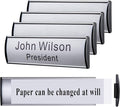 Set of 5 - Nameplate Holder for Wall Mount, 2.36'' x 8'' Curved Office Business Door Sign Holder-Silver