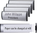 Set of 5 - Nameplate Holder for Wall Mount, 2.36'' x 8'' Curved Office Business Door Sign Holder-Silver