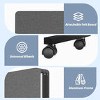 Acoustic Room Divider Privacy Panel with Wheels, 4 Panel Soundproof Room Divider (Aluminum Frame) for Room Partition, Folding Room Dividers Separation Office Cubicle Wall Sound Proof Partition Divider