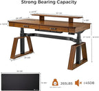 EUREKA ERGONOMIC Standing Desk, 63 inch Executive Desk with Drawers,Modern Trapezoidal Leg Luxury Home Office Computer Desk w Monitor Stand,Red Oak