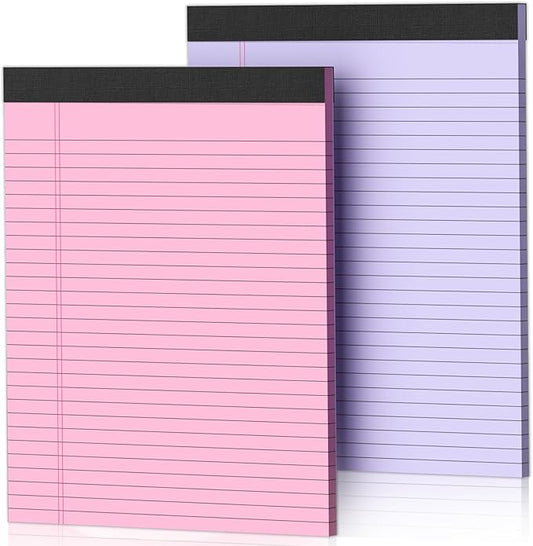 2 Pack Legal Pads 8.5 x 11 Pink Note Pads 8.5 x 11 Purple Notepad 8.5 x 11 Perforated Writing Pads 8.5 x 11 Lined Paper Pads Wide Ruled Pad of Paper 30 Sheets Notebook for Study, To-Do Lists, Office