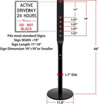 VAIIGO 2Pack Heavy Duty Cast Iron Sign Stand - 48" Outdoor Portable Pedestal Post - Display Road Sign, Construction Sign Holder (Black)