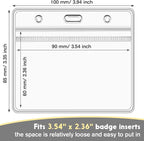 Marspark 300 Pieces Clear Plastic Horizontal Name Badge ID Card Holders with Waterproof Type Resealable Zip, 3.54 x 2.36 in, Transparent PVC Sleeve for Office Back to School Supplies