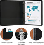 Comix Sturdy 2 Inch D-Ring Binders, 2'' 3 Ring Binder with Clear View Cover, 2.4mm-Thick, Holds 500 Sheets of 8.5" x 11" Paper, 6 Pack (Black)