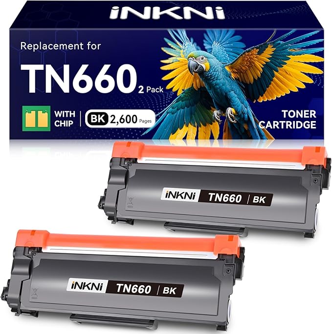 InkNI Compatible TN660 Toner Cartridge Replacement for Brother TN660 TN630 High Yield Compatible for Brother HL-L2300D DCP L2540DW HL L2320D HL L2360DW HL L2380DW MFC L2700DW Printer (Black, 2-Pack)