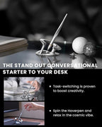 novium Hoverpen Interstellar - Luxury Pen Made With Aerospace Alloys, Unique Aesthetic, Free Spinning Executive Pen, Desk Decor (Starlight Silver, 18K-Gold)