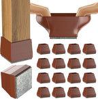 Square Chair Leg Protectors for Hardwood Floors, 16 Pcs Silicone Felt Furniture Leg Cover,(Brown 1 1/2").