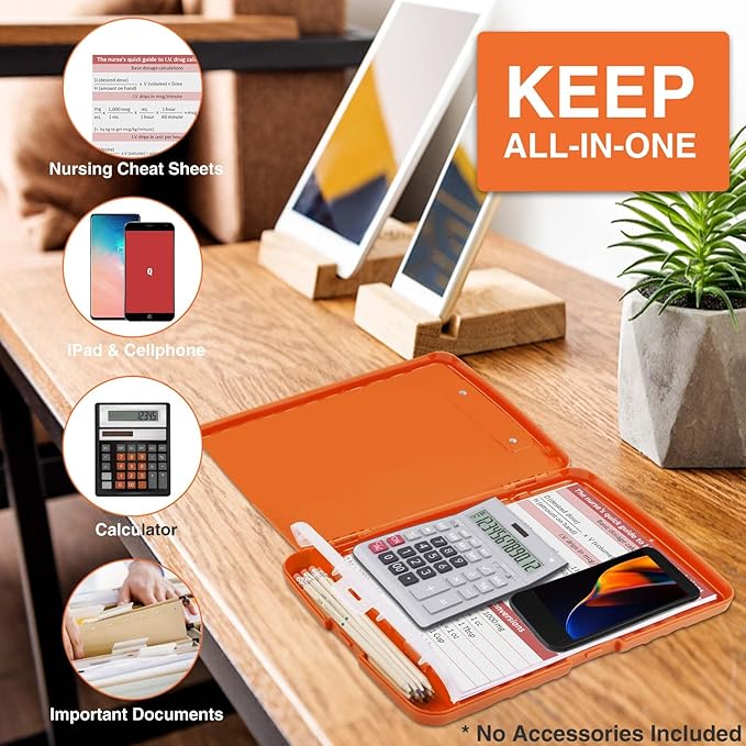 Sooez Clipboards with Storage, High Capacity Clip Boards 8.5x11 with Storage, Heavy Duty Nursing Clipboard Folder, Plastic Clipboard with Pen Holder for Women Teachers Work, School & Office Supplies