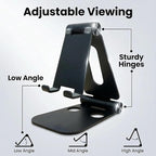 LOXP Tablet Holder Stand, Adjustable Aluminum Alloy Phone Stand, Compatible with 4-13" Tablets Such as iPad Pro 11, 9.7, 10.5, 12.9 Air Mini, Kindle, Tab, iPhone Air 17 Pro Max, Dark Black