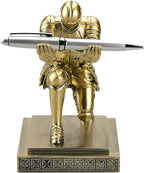 Amoysanli Knight Pen Holder Desk Organizers and Accessories Desk Decor Resin Pen Holder as Gift with a Cool Pen for Office and Home (Copper)