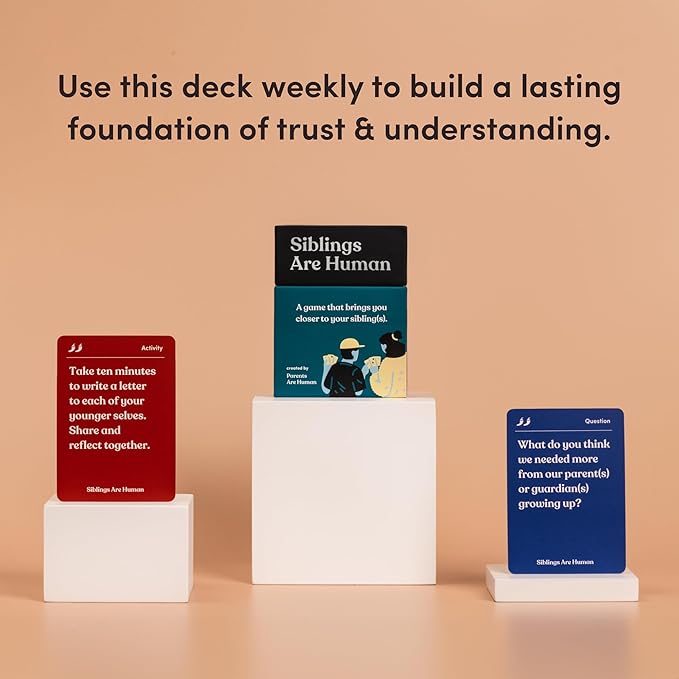 Siblings are Human | 140 Conversation Cards to Help Deepen Sibling Relationships | Card Game for Bonding & Communication | Therapy for Adults