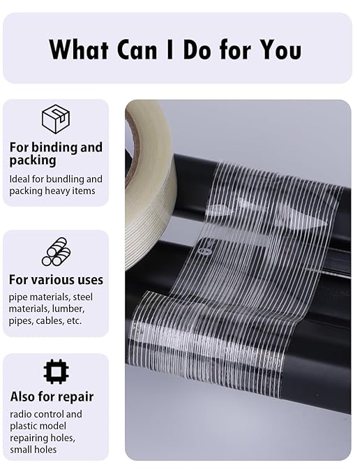 1/2 inch Mono Filament Strapping Tape, Heavy Duty Reinforced Filament Tape, Clear Fiberglass Reinforced Packing, (14 Rolls, 378yds Total)