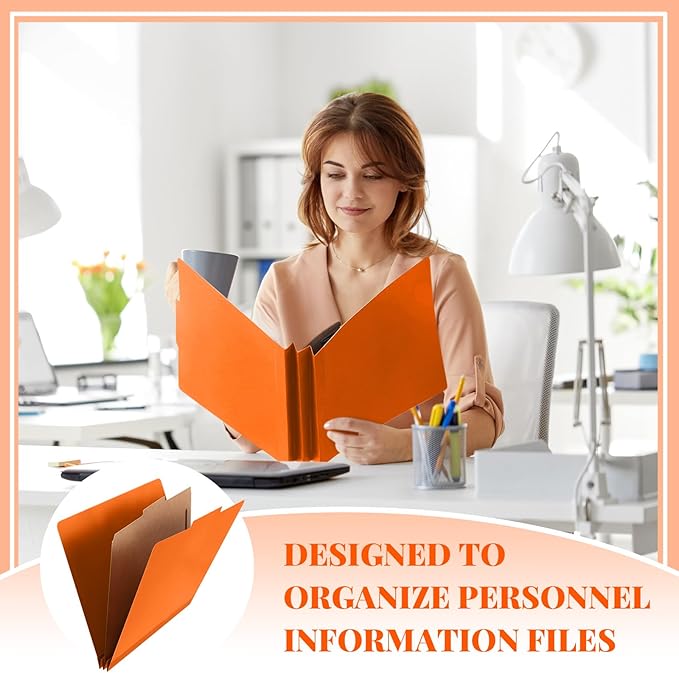 Skyygemm 48 Pcs Classification Folders Letter Size, 1 Divider Pressboard File Folder with Fasteners, Expanding File Organizer Bulk for School Teachers, Office Employee, Coworker, Staff (Orange)