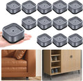 shouwuhho 12 Pack Furniture Risers Adjustable Bed Risers Heavy Duty Lifts Height 1", Square Stackable Bed Risers 1, 2 or 3 Inch for Desk Leg Table Couch Sofa Chair Bed Frame Legs Dorm, Gray
