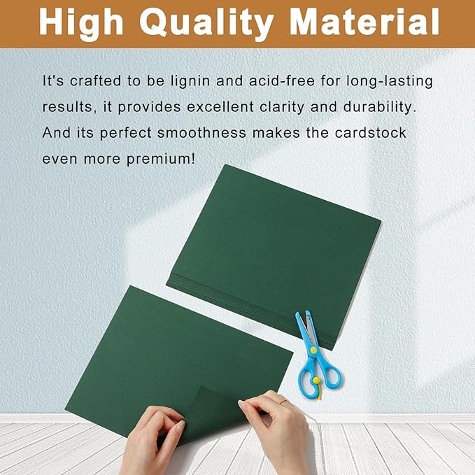 Silunkia 28 Sheets Dark Green Cardstock 8.5 x 11 Craft Paper, 92lb Heavyweight Christmas Green Card Stock for DIY Cards Making, Invitations, Thank You Cards, Birthday, Menus